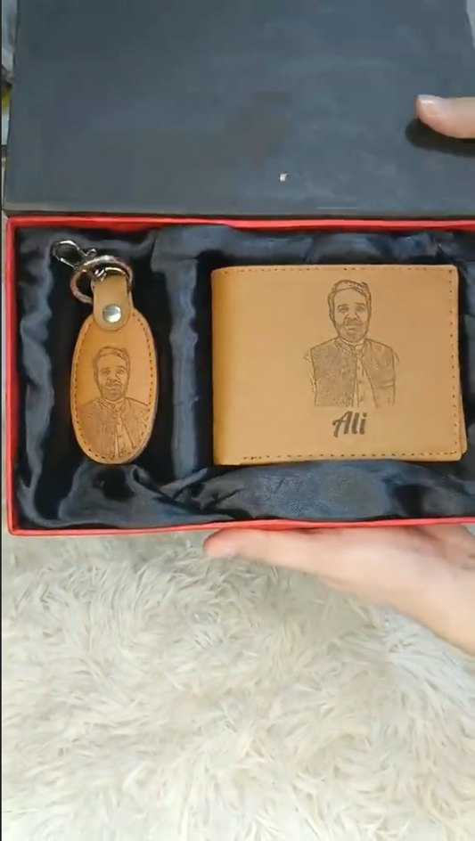 Leather Wallet + Keychain